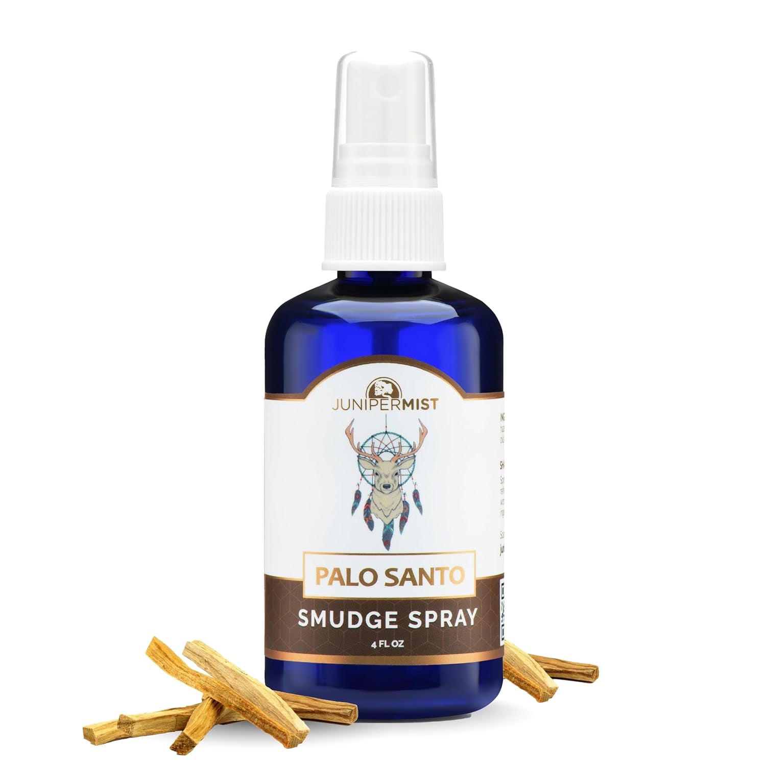 Palo Santo and Sage Smudge Spray (4 Fl Oz) - for Cleansing Negative Energy - Sage Spray Alternative to Smudge Sticks - Sustainably Made in USA with Pure Essential Oils and Real Crystals