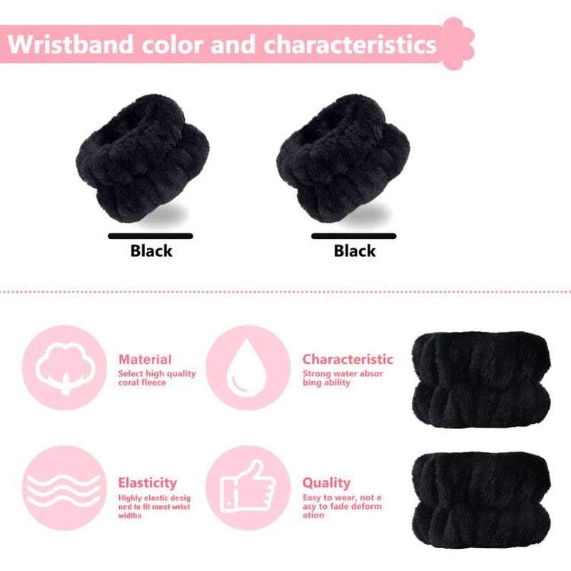2Pcs Wrist Bands for Washing Face, Face Washing Wristbands, Arm Wrist Towels for Washing Face, Spa Face Wash Wristbands, Absorbent Wristbands for Washing Your Face, Stretchy Wrist Wash Bands