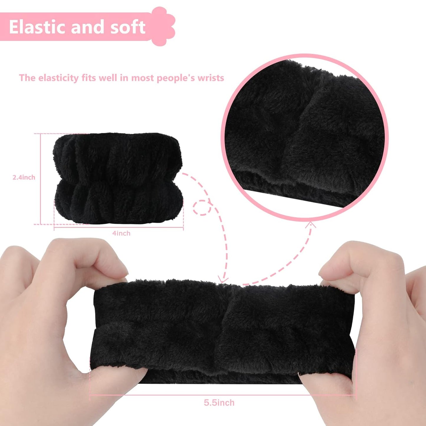 2Pcs Wrist Bands for Washing Face, Face Washing Wristbands, Arm Wrist Towels for Washing Face, Spa Face Wash Wristbands, Absorbent Wristbands for Washing Your Face, Stretchy Wrist Wash Bands